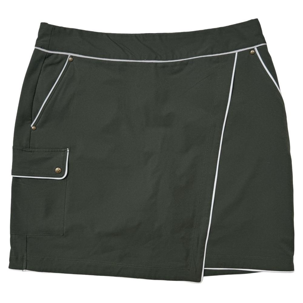 {Greg Norman} Green White Mid Rise Pull On Athletic Outdoors Golf Skort Shorts